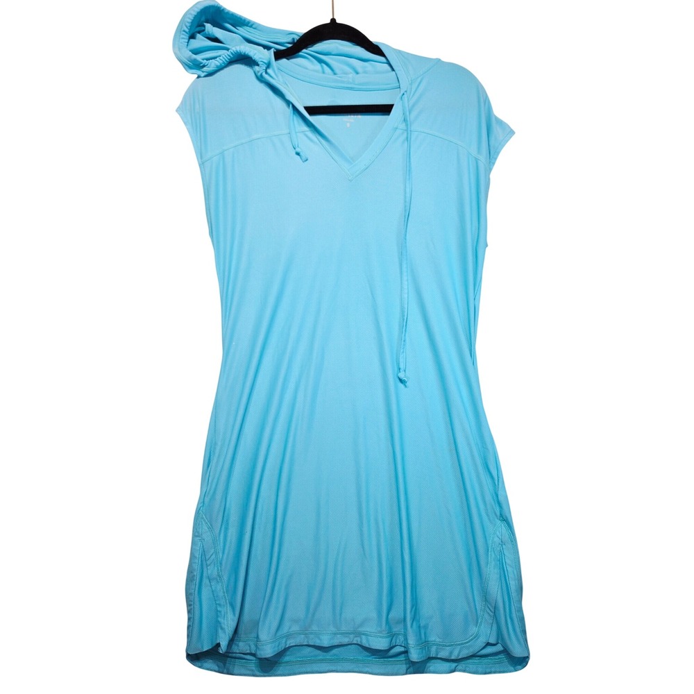 Athleta Women Blue Sleeveless Hooded Golf Dress V-Neck Activewear Small